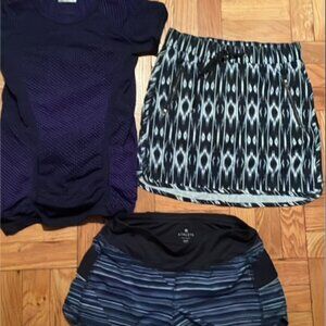 3PC Athleta Women Teen Girl Top, Skort and mini Skirt XXS